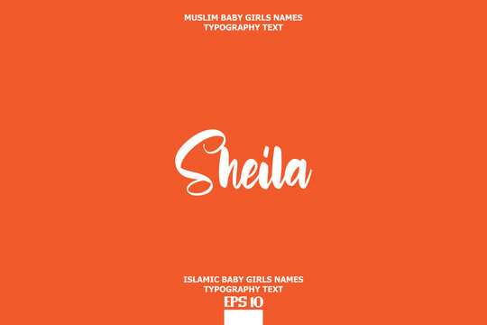 Muslim Female Name Vector Cursive Text Design Sheila