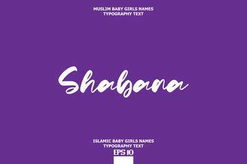 Baby Girl Islamic Name Stylish Typography Text Shabana on Purple Background 