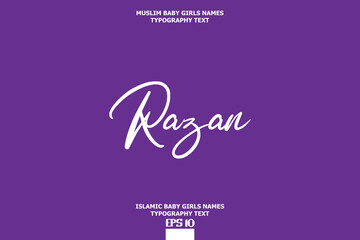 Arabic Girl Name Razan Text Lettering Vector Sign
