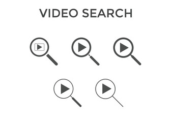Set of video search icon vector illustrations. Used for SEO or websites.
