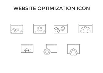 Set of website optimization line icons. website page development symbol icon. Concept for SEO and web design.
