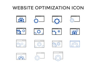 Set of website optimization icons. website page development symbol icon. Concept for SEO and web design. colorful
