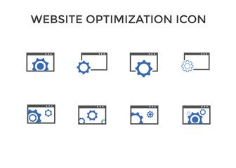 Set of website optimization icons. website page development symbol icon. Concept for SEO and web design. colorful
