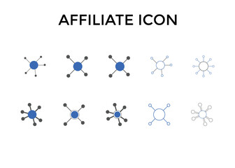 Set of affiliate program icons Vector illustration. Affiliate marketing symbol for website or company colorful
