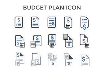 Set of budget plan icons Vector illustration. budget plan symbol for SEO, Website and mobile apps colorful
