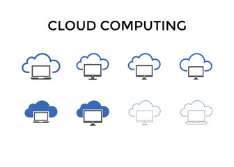 Fototapeta premium Set of Cloud computing icon Vector illustration. Cloud computing symbol for SEO, Website and mobile apps colorful 