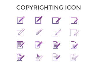 Set of Copyrighting icons Vector illustration. Copywriting icons for seo and website gradient
