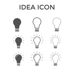 Set of Creative idea icon vector illustrations. for SEO and websites. Light bulb, Solution, lamp icon,
