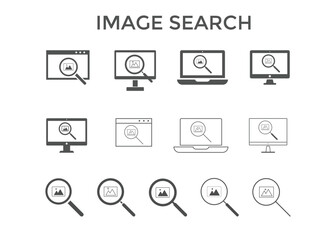 Set of music search icon vector illustrations. Used for SEO or websites.
