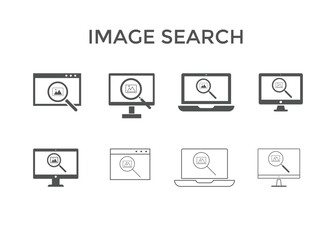 Set of music search icon vector illustrations. Used for SEO or websites.
