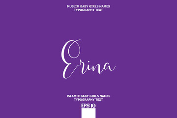 Arabic Girl Name Erina Text Lettering Vector Sign