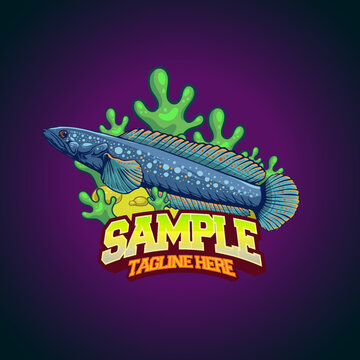 channa fish template mascot logo vector