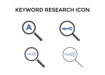 Set of keyword research icon vector illustrations. Used for SEO or websites.
