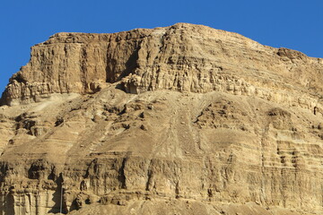 Mountains and rocks in the Judean Desert in the territory of Israel.