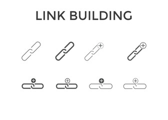 Set of Link Building icon vector illustrations. Used for SEO or websites.
