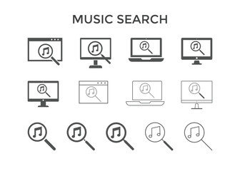 Set of music Search icons. Music icon
