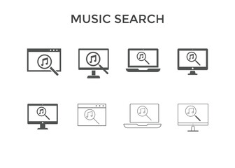 Set of music Search icons. Music icon

