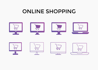 Set of online shopping icons. Used for e-commerce. gradient