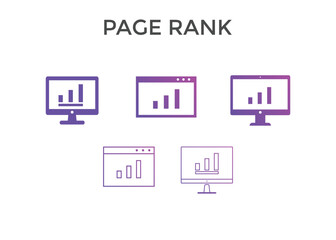 Set of  Page rank icons. Used for SEO or web design. gradient
