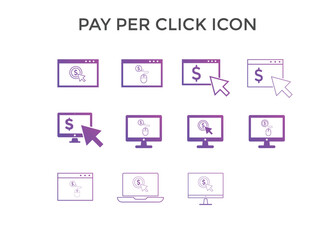 Set of Pay per click icons. Concept for SEO, payment collection and web design. Ppc icon gradient
