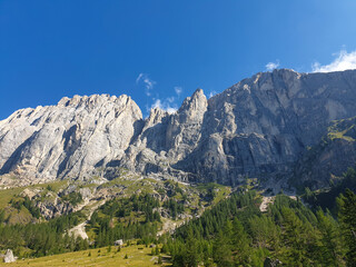 landscape in summer, Marmolada Mountain,  Dolomites Alps, Italy 