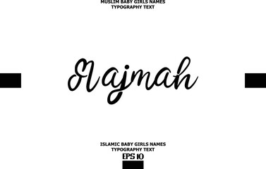 Baby Girl Islamic Name Najmah Bold Text Typography