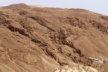 Mountains and rocks in the Judean Desert in the territory of Israel.