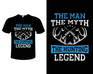 Hunting T-shirt Design Vector, Hunting t-shirt grunge. Deer, rifle and mountain