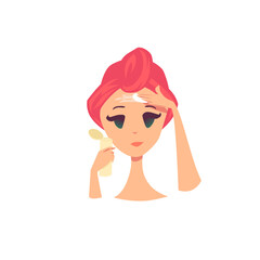 apply facial lotion. Isolated illustration. Facial toner