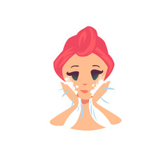 apply facial washing. Isolated illustration