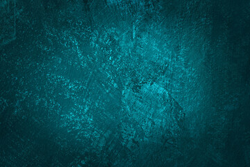 Petrol colored abstract textured background. Decorative plaster on the wall