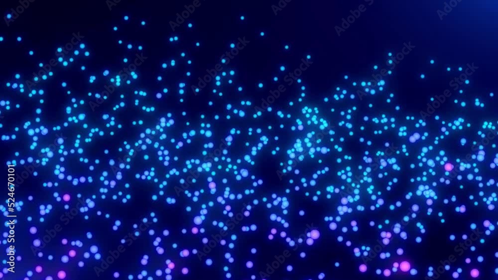 Wall mural abstract multicolored neon glow dots floating in black background