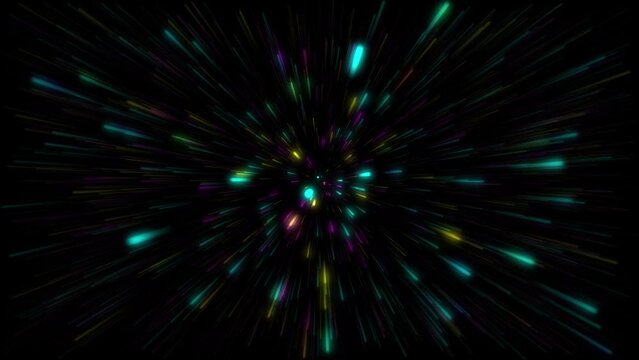 Shiny Particles Space Explosion Neon radial lines Background Futuristic speed light zoom