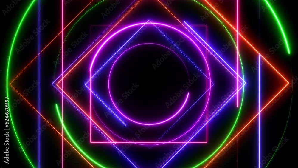 Wall mural abstract pattern laser show colorful background loop. 4k