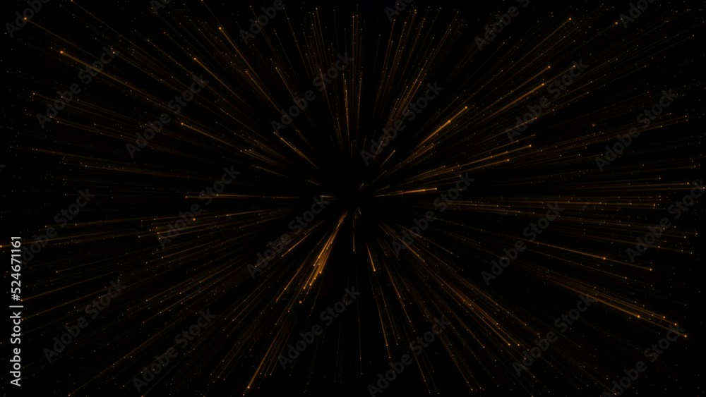 Wall mural abstract gold particles flickering light zoom background 4k
