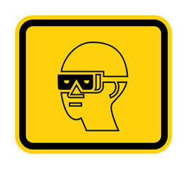 Caution Sign Eye Protection Required Symbol Isolate on White Background
