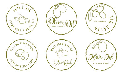 Olive oil signs, labels, packaging for olive oil product.