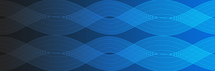 blue gradient background with white line wave pattern.