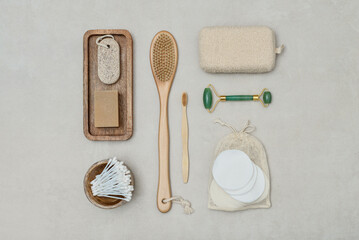 Set of various eco-friendly toiletries