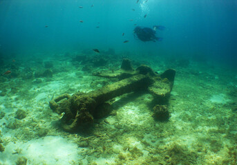 shipwreck on the shores of the caribbean sea, island of Curacao