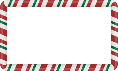 Christmas and New Year candy frame. Candy cane empty frame on white backgound. Vector illustration