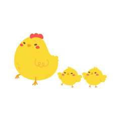 cartoon little chick Hatched eggs on Easter. decorate greeting cards for children