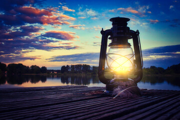 Sunrise over sea - Laterne - Lantern - Lampe 