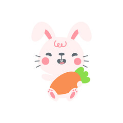 Fototapeta premium A little rabbit emerges from the hole. cartoon decorative card for children
