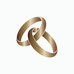 Gold Rings Icon. Wedding, Married Symbol for Website, Presentation or Mobile Apps – Vector.   