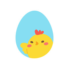 cartoon little chick Hatched eggs on Easter. decorate greeting cards for children