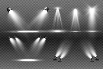 White scene on with spotlights. Vector illustration.	
