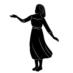 woman dancing silhouette on white background isolated