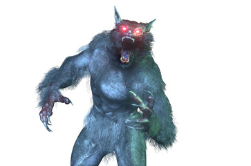 a werewolf on Halloween on white background 3D render © de Art