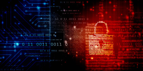 2d illustration Safety concept: Closed Padlock on digital background